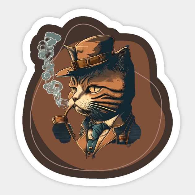 Detective Cat Sticker by WiseCat.id